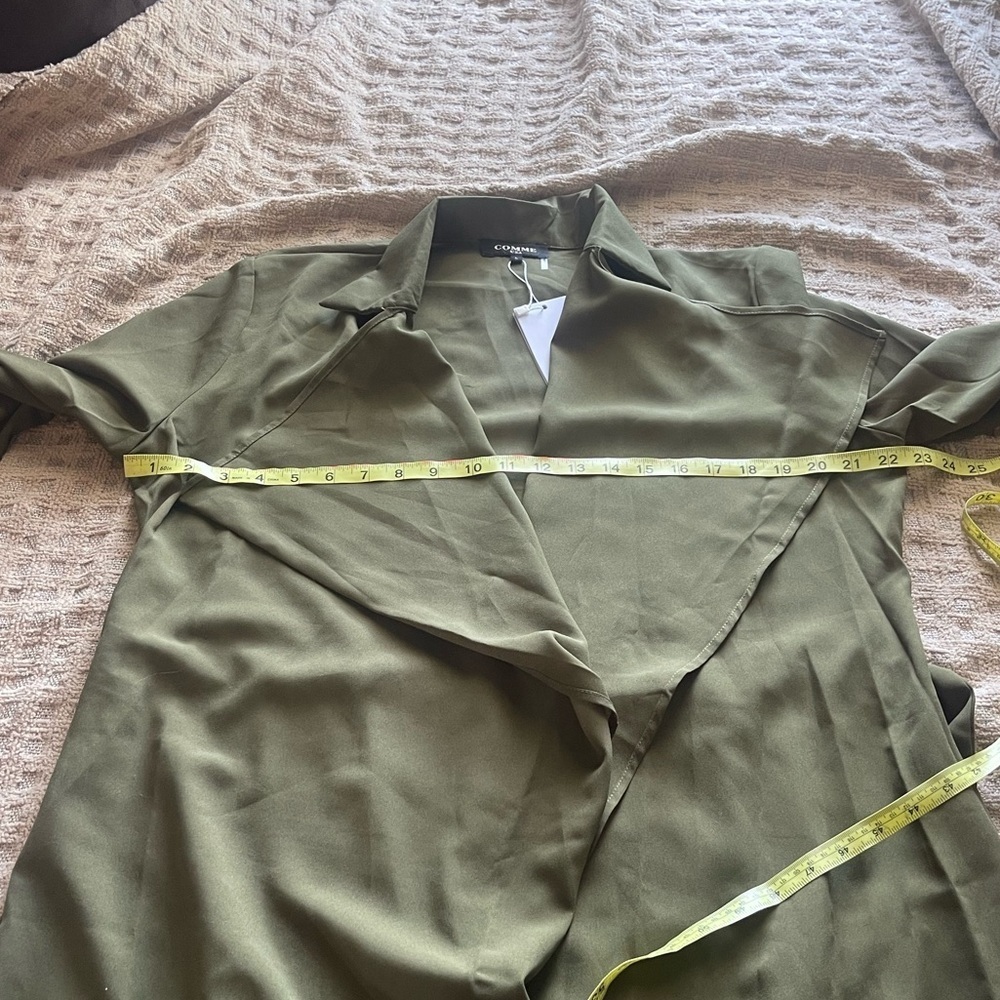Comme USA NWT amazon army green lightweight cover up trench style shirt - Picture 3 of 7